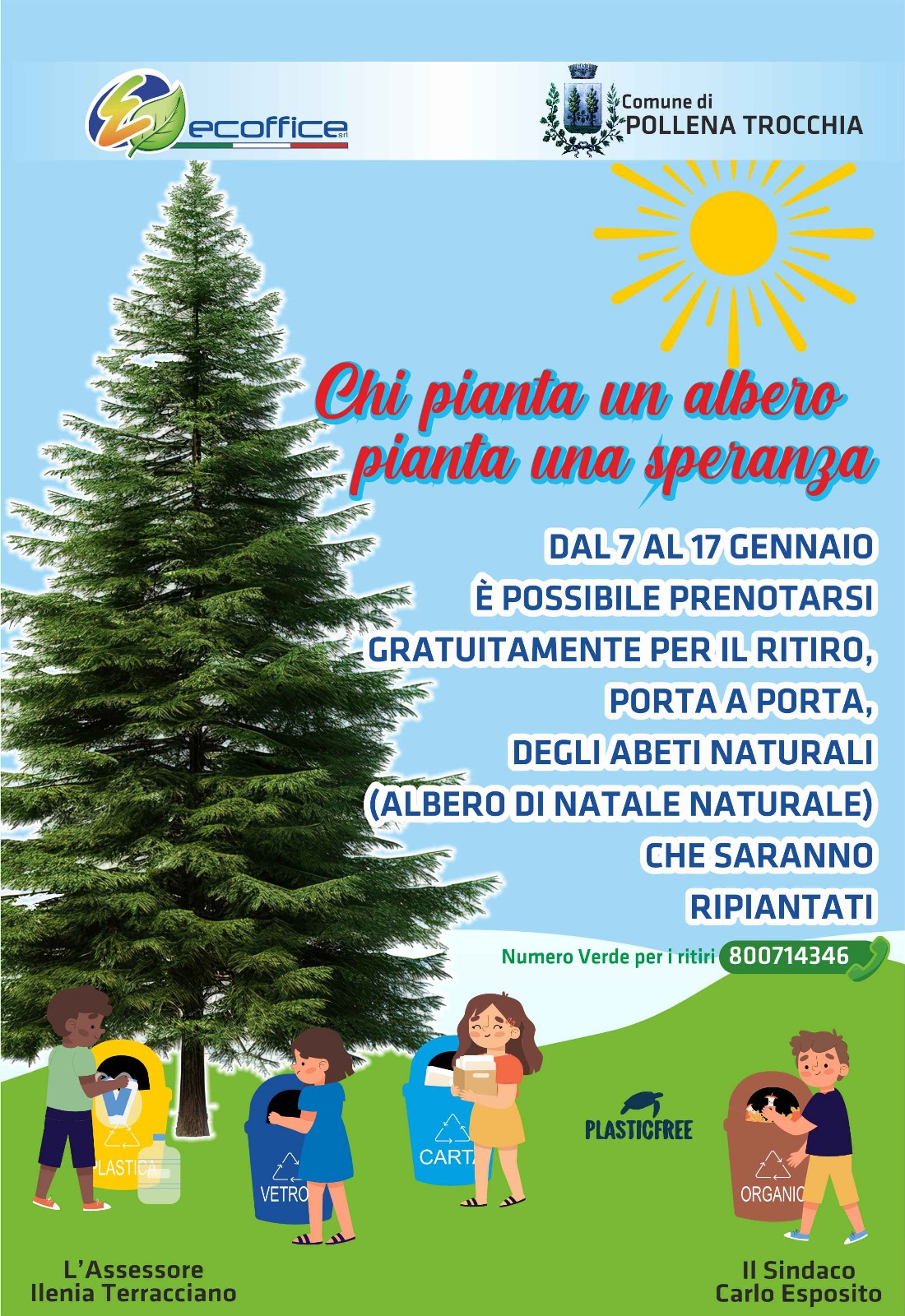 Lotta agli sprechi e tutela ambiente, a Pollena Trocchia si ritirano gli Alberi di Natale